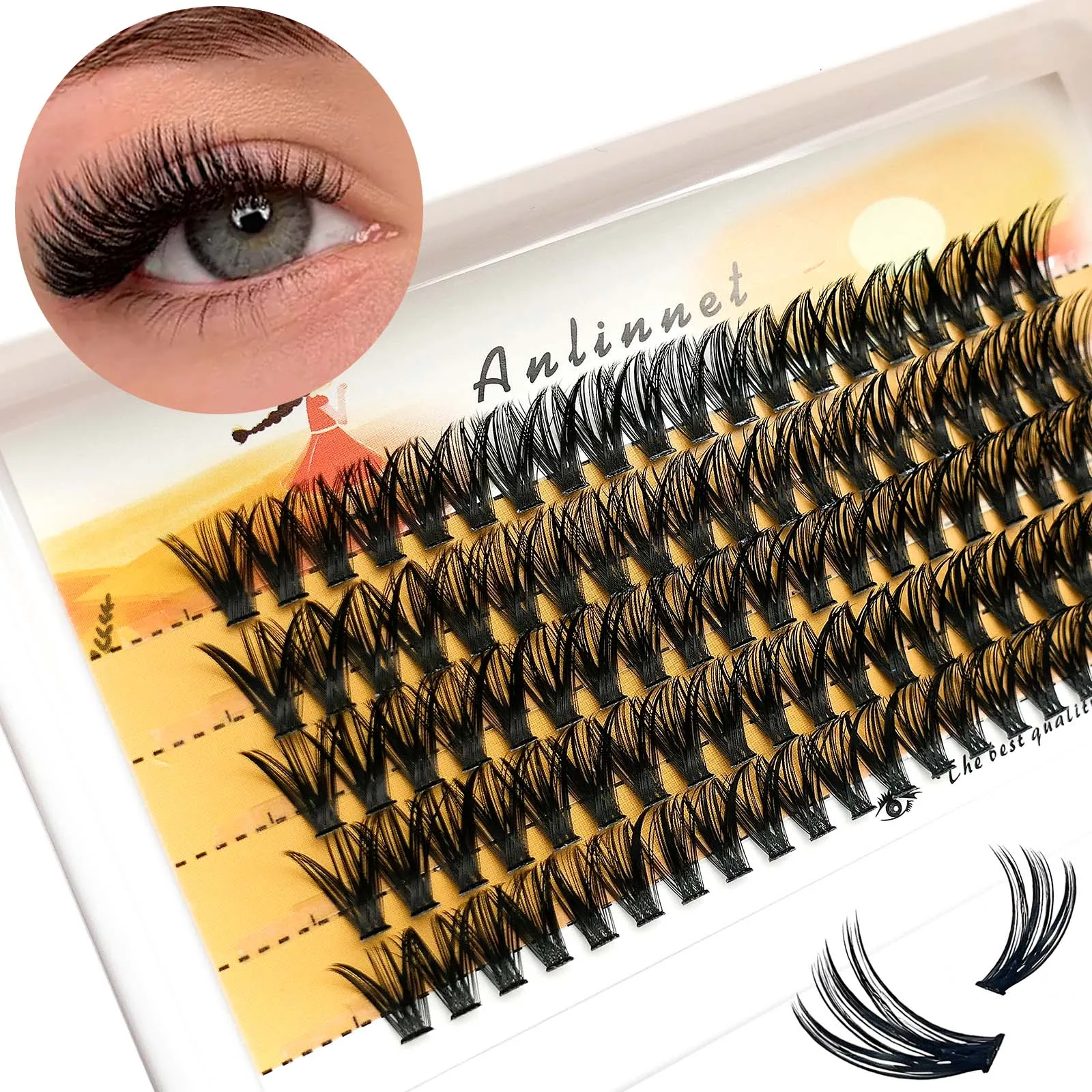 5 Rows Individual Lash Clusters Natural Look Fake Eyelashes Three-Dimensional Fluffy Manga False Eyelashes,for Women Face & Eyes