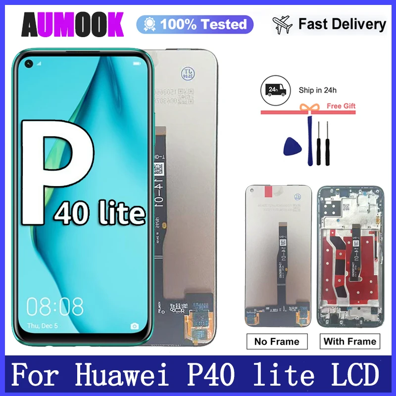 Pantalla LCD de 6,4 pulgadas para HUAWEI P40 Lite, Digitalizador de pantalla táctil para Huawei P40Lite JNY-LX1 JNY-L01A, repuesto de pantalla