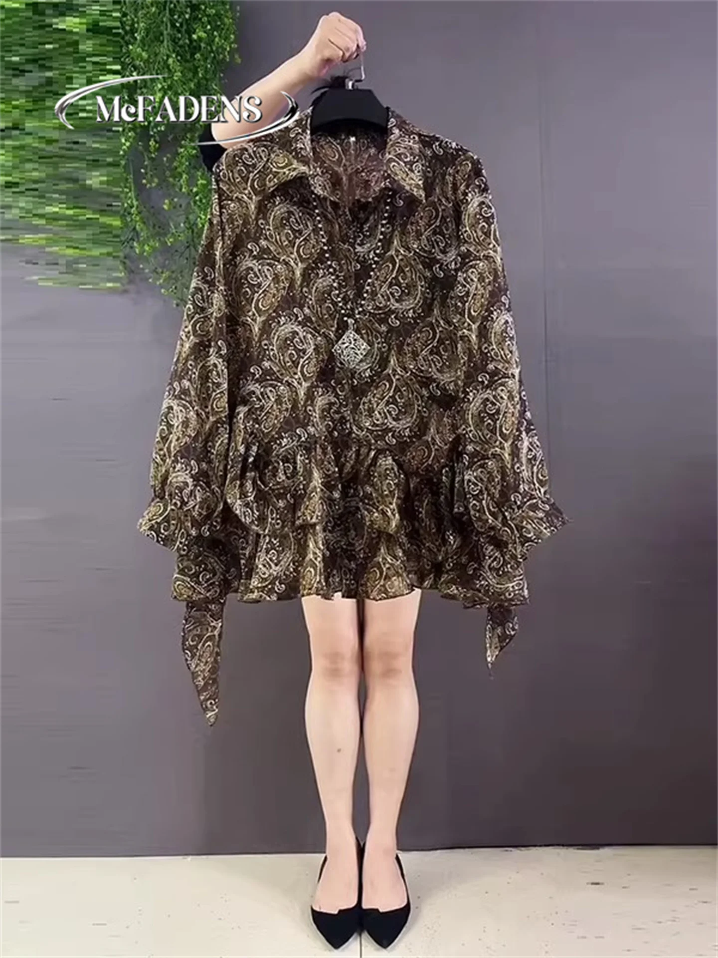 

Spring New Arrival Luxury Lightweight Chiffon irt for plus Size Women Collared Asymmetrical Top Korean Sle Loose Fit T