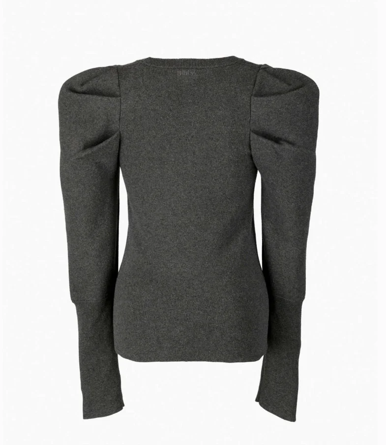 

Новинка Весна 2026: Японский модный элегантный универсальный однотонный вязаный топ для девушек, с круглым вырезом и пышными длинными рукавами, пуловер