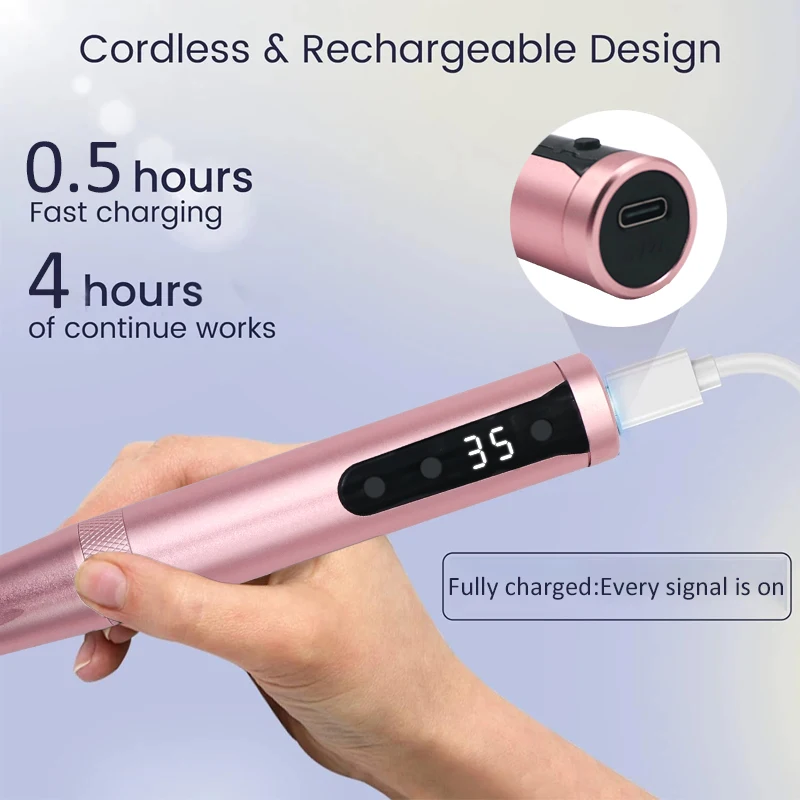 بدلة أظافر باديكير لاسلكية قابلة لإعادة الشحن لأطراف أظافر جل الأكريليك، أداة العناية باليدين والقدم لحفر الأظافر للأظافر السميكة #4