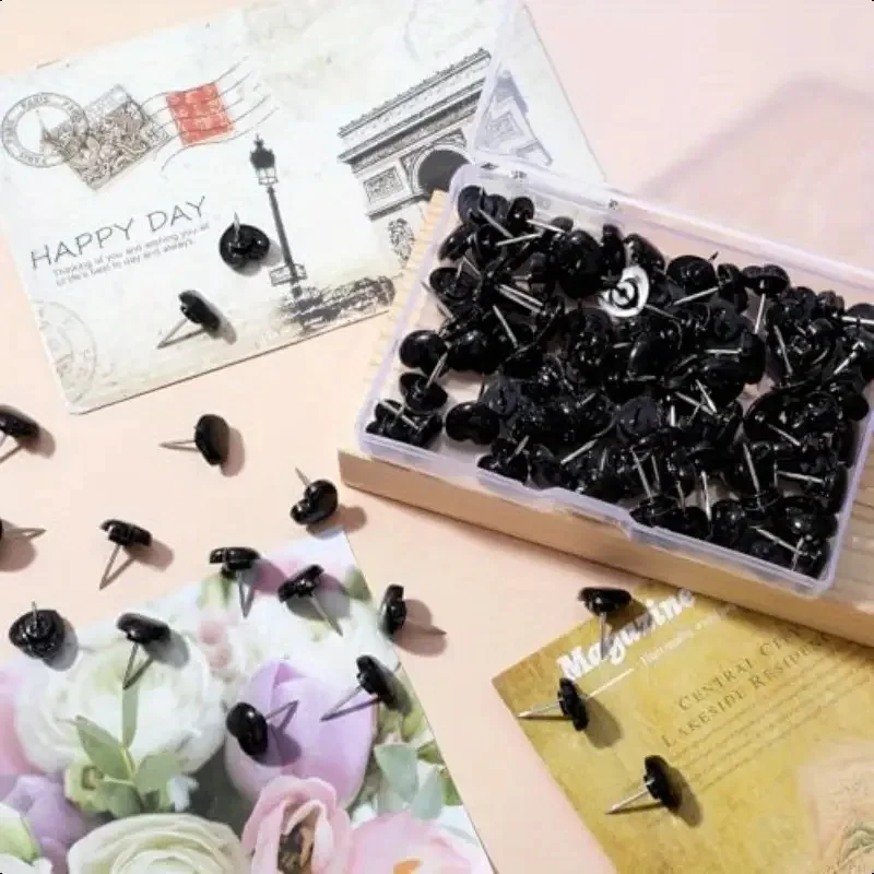 50 قطعة دبابيس ضغط على شكل قلب مسامير إبهام قوية نقطة فولاذية مسطحة للوحات الإعلانات خرائط الصور أوراق مع صندوق الحب