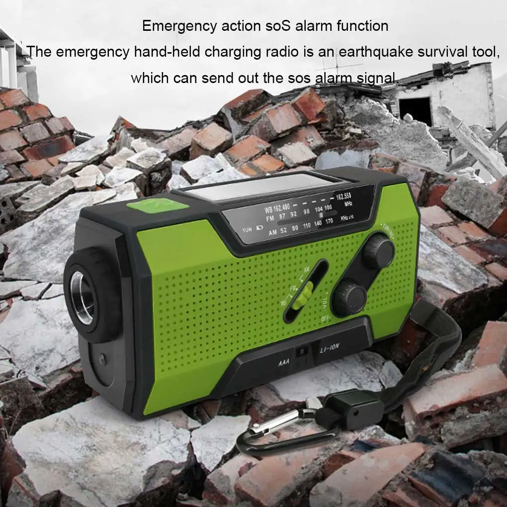 متعددة الوظائف راديو الطوارئ AM/FM راديو محمول Solor كرنك اليد الشعلة القابلة لإعادة الشحن مصباح القراءة SOS إنذار