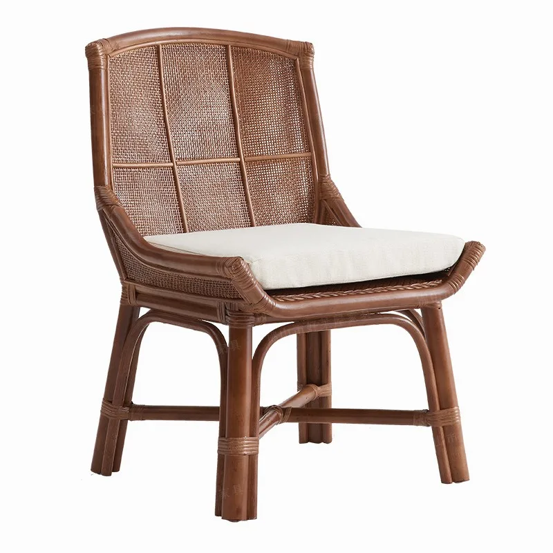 Japanese-style real rattan chair, natural agate rattan Indonesian rattan retro casual single chair