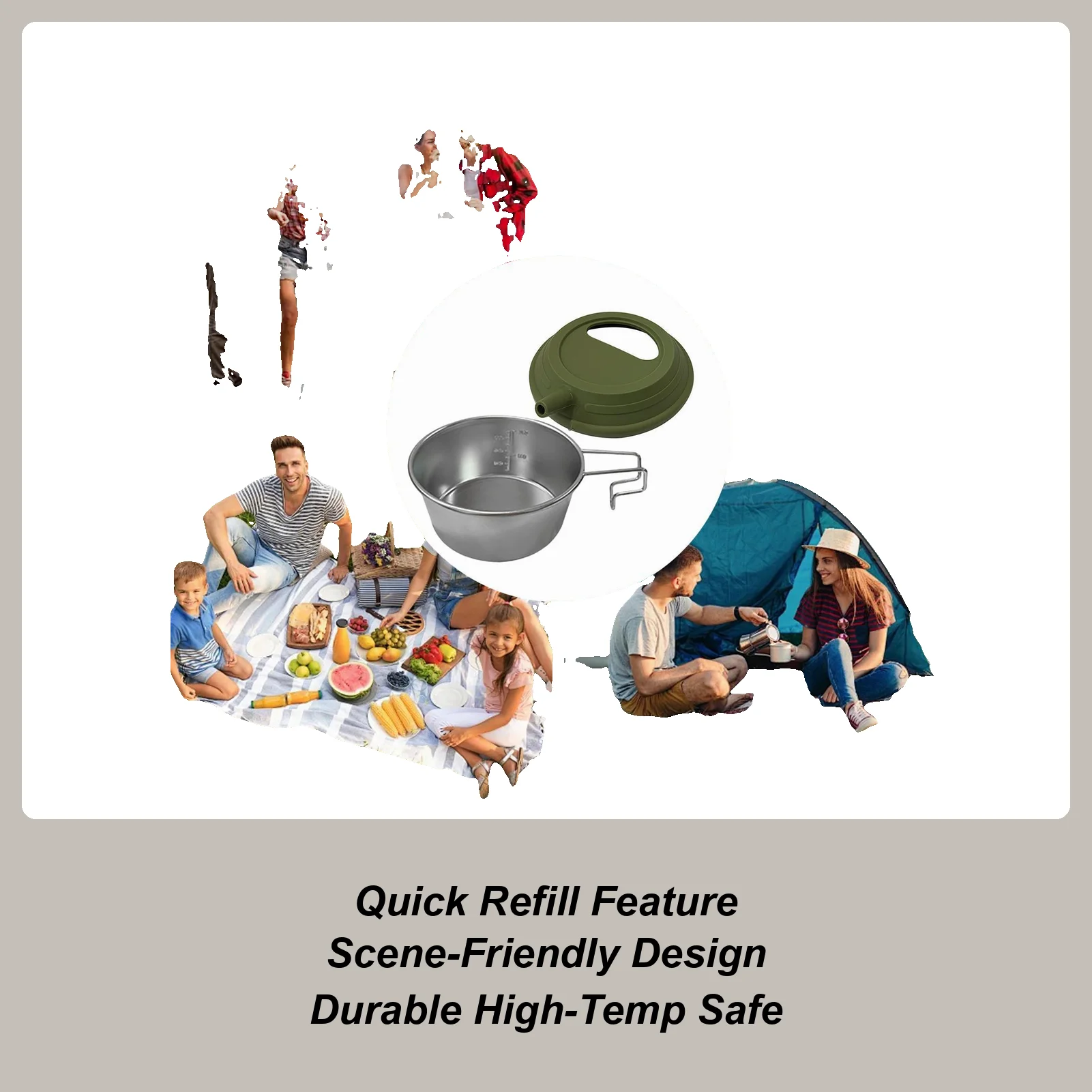 

Backpacking Coffee Cup Stainless Steel Tea Pot With Silicone Lid Foldable Handle Stainless Steel Camping Mug For Travel Outdoor