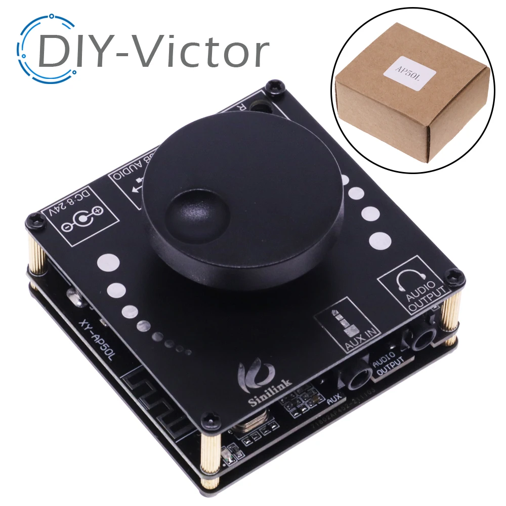 Sinilink 40W/50W Stereo Bluetooth 5.0Power Amplifier Board WIFI Mobile Control APP 12V/24V High Power Digital Amplifier Module