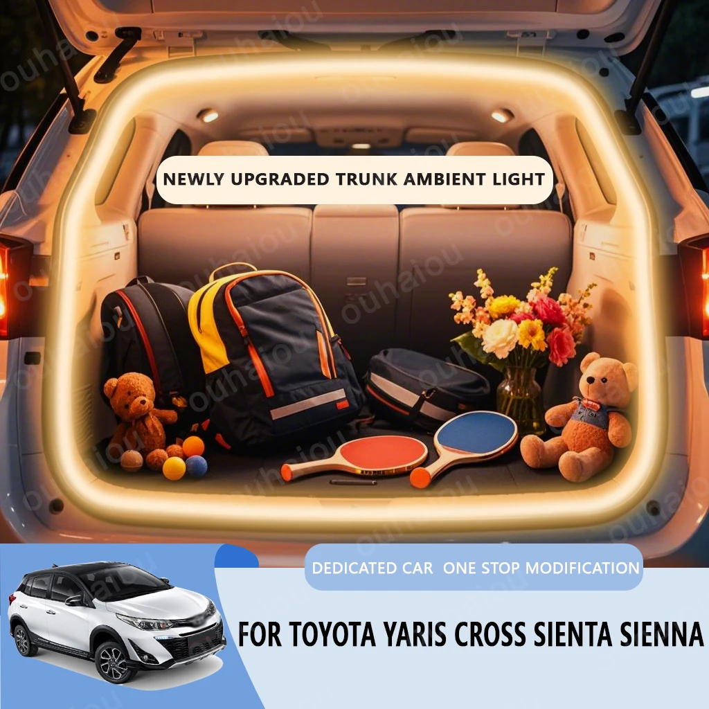 For Toyota Yaris Cross Sienta Sienna Trunk Light Modification Light Atmosphere Lights White Warm White Rear Trunk LED Light Bar