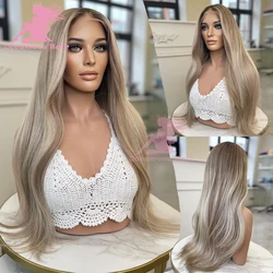 Perruque Lace Front Wig Naturelle à Reflets, Cheveux Humains, 13x4, 13x6, Pre-Plucked, Transparente, Brune, Blonde, pour Femme