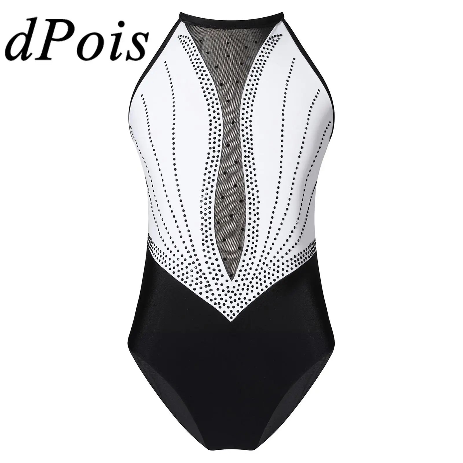 

Kids Ballet Dance Leotards Children's Gymnastics Leotard for Girls Sleeveless Shiny Rhinestone Ice Skating Jumpsuit Bodysuit