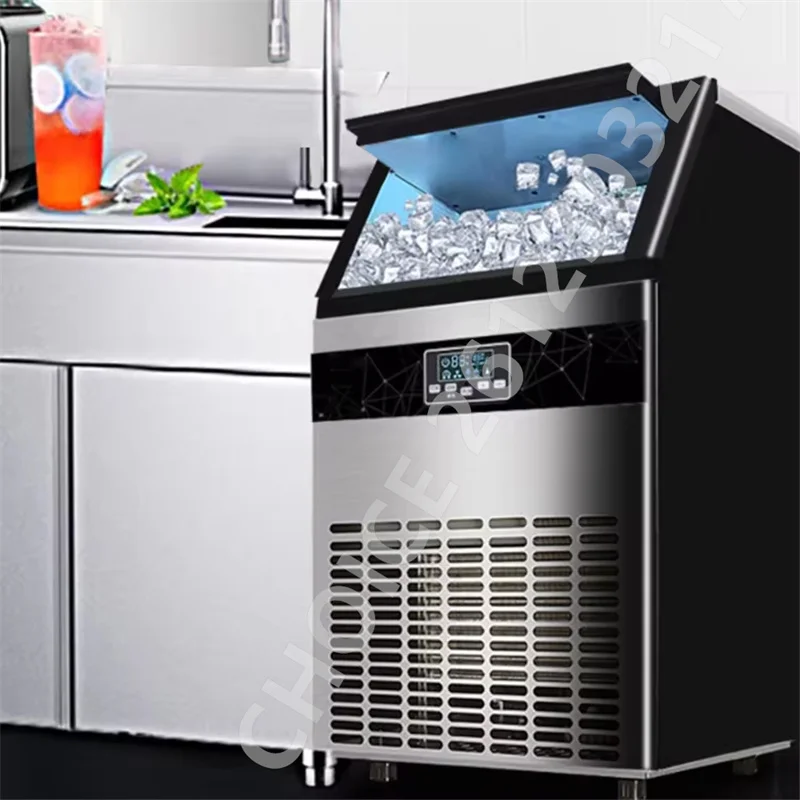 55-100kg/24H Ice Maker Machine with 5lbs Storage Bin Stainless Steel Undercounter Freestanding Ice Cube Machine