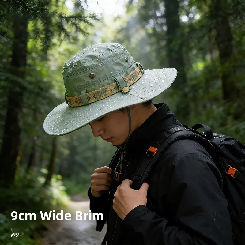 Men's Large Head Circumference Fishing Cap Outdoor Hiking Mountain Climbing Hat Summer Sun Protection Wide Brim Foldable Sun Hat