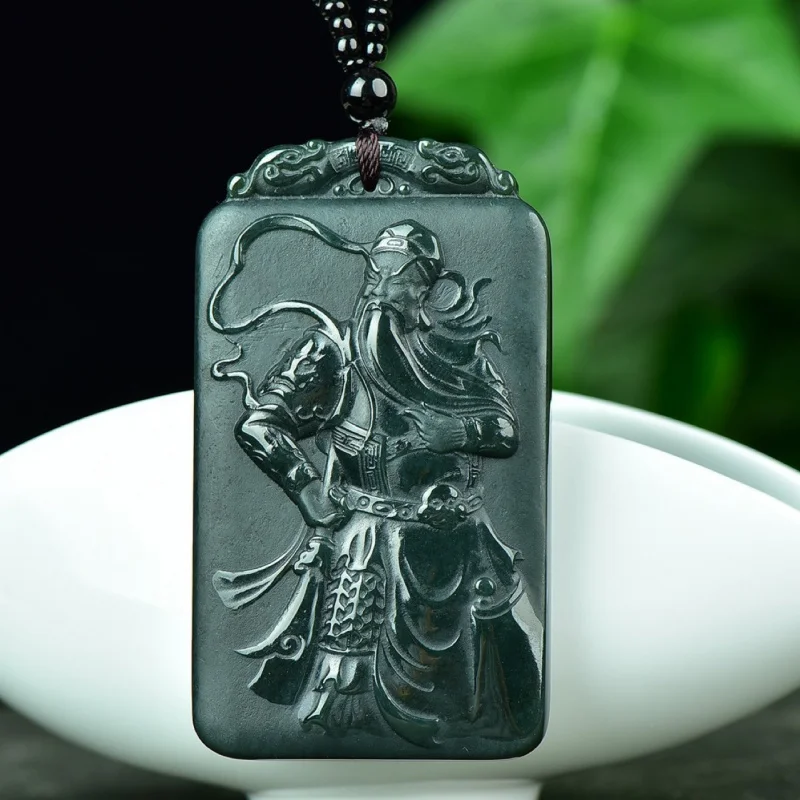 Hetian Guan Gong Guanyin Maitreya Buddha Qing Jade Eight Guardian Gods Twelve Zodiac Tiger Pendant