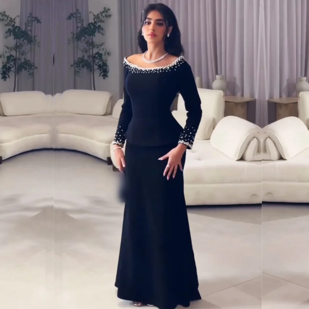 

Customized Glitter Beading Off-the-shoulder Formal Evening Dress Trumpet Long Dresses Bespoke Occasion Elegant Party