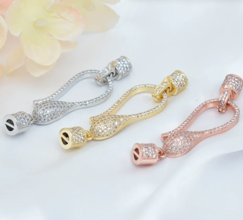 5pcs Copper plated gold pearl necklace buckle, bracelet buckle, DIY jewelry accessories, necklace micro inlaid sleeve buckle,