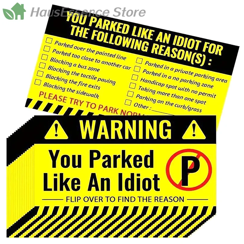 

※50 Pieces Bad Parking Cards You Parked Like An Idiot Funny Cardboard With Multi Reasons High Quality