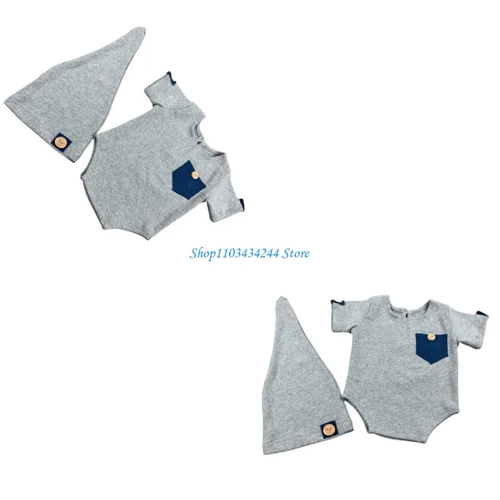 

Newborns Photography Apparel Set Lovely Baby Jumpsuit & Matching Knotted Hat Long Tailed Bonnet Photoshoots Props