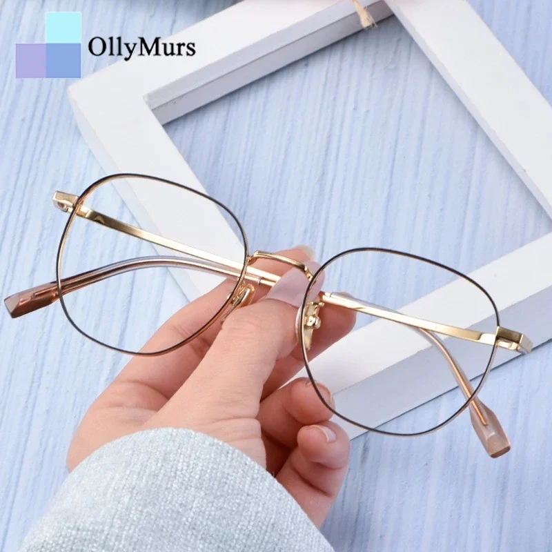 

OLLYMURS Pure Titanium Optical Prescriptions Glasses Frame for Men Women Fashion Comfortable Eyeglasse Retro Round Frame Eyewear