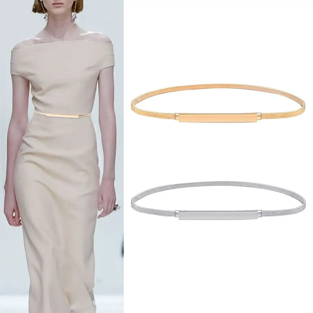 Women Casual Ladies Thin Skinny Waistband Belly Waist Band Metal Elastic Belt Ladies Dress Cummerbands