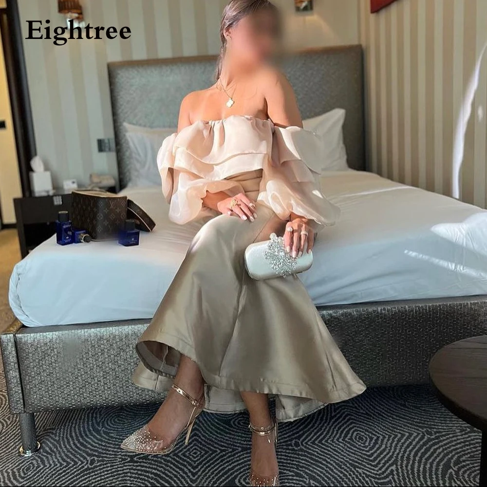 

Eightree Elegant Blush Mermaid Evening Dresses Saudi Arabic Women One shoulder Ankle Length Prom Gowns Sexy Formal Party Dress