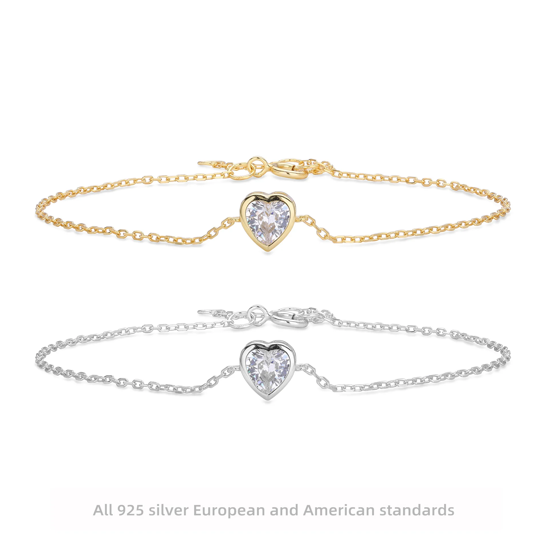 

Withered S925 Sterling Silver Bracelet Zircon Heart Bracelet Hand Jewelry For Women