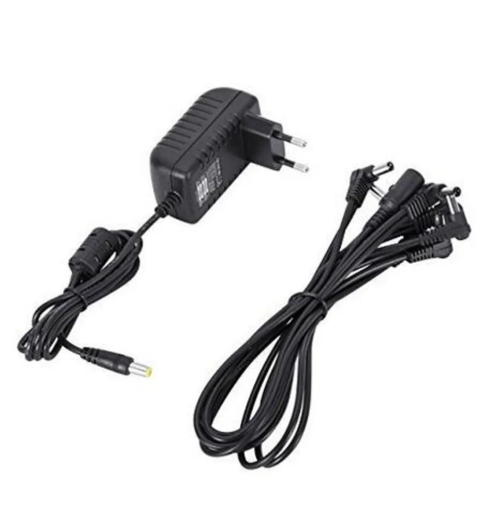 DC9V2A Pedal Power Supply Adapter+1 in 8 Cables DC Guitar Power Supply with 8 Way Daisy for Guitar Effect Pedals