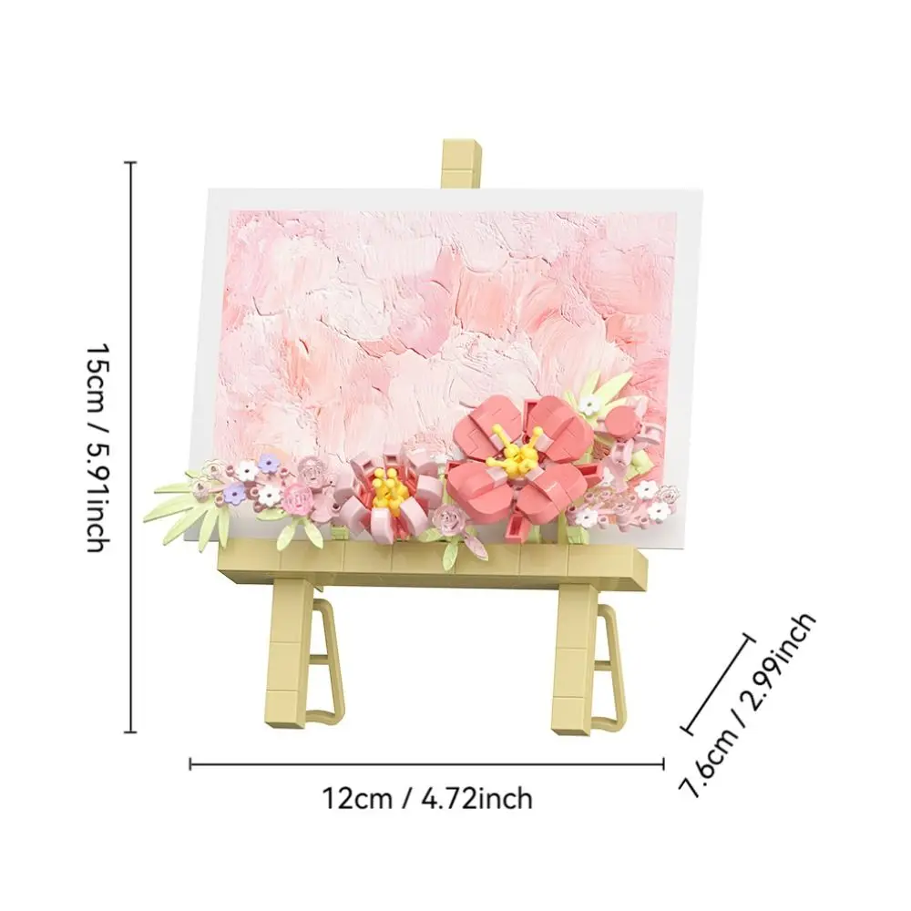 Blume Malerei Regal Baustein Sets Bunte Mini Blume Gebäude Spielzeug Geschenk DIY Baustein Puzzle Spielzeug Nachricht Aufkleber