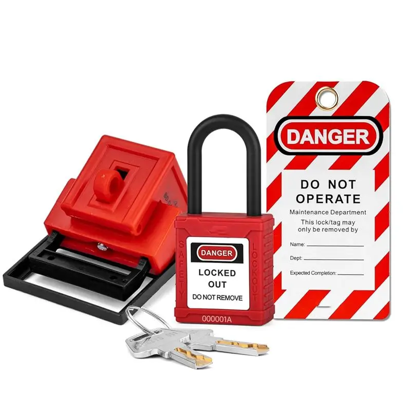 

FULL-Medium Clip-On Circuit Breaker Lockout Device With Lotopad Lockand Tag For 480/600V Clamp-On Breaker Lock Out Tag Out B