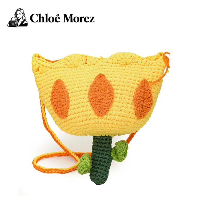 

Cute Tulip Small Bag, Soft Girl, Stylish and Versatile Crossbody Bag, One Shoulder Mini Knitted Bag Bag for Women