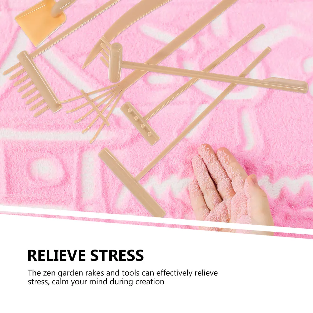 14pcs Zen Garden Rake Tools Black Yellow ColorMiniature Model Accessories Relaxation Mindfulness