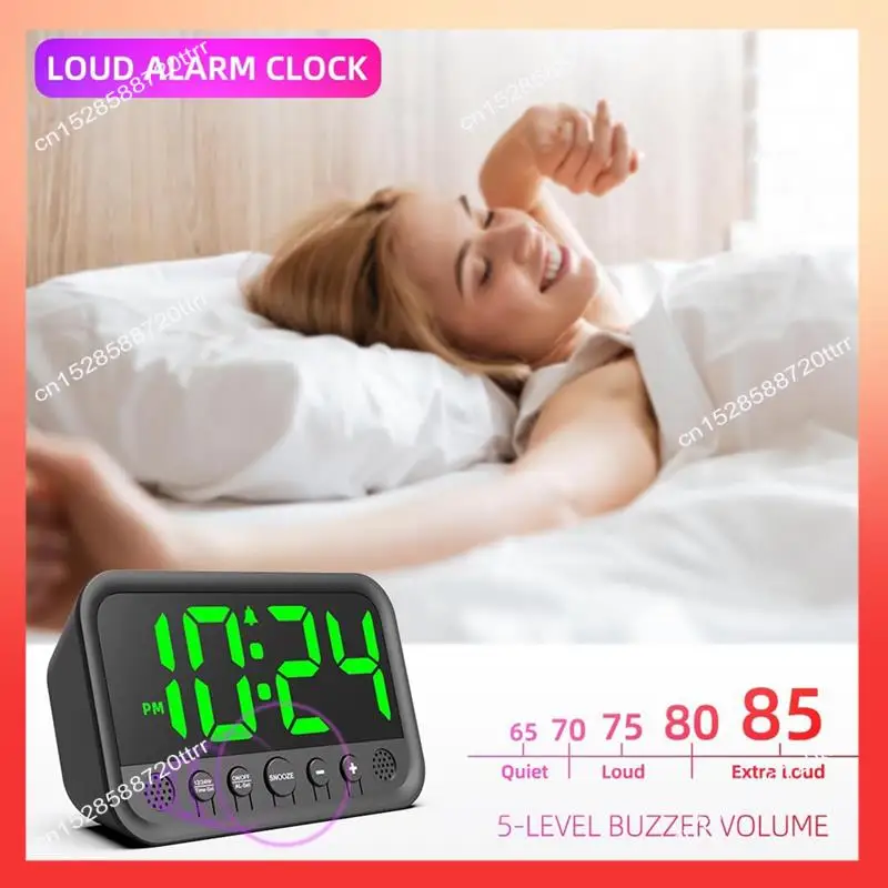 ساعة منبه رقمية ABNR لغرفة النوم، ساعة منبه عالية الصوت، ساعة مكتب كهربائية، منضدة مع غفوة حجم قابل للتعديل #5