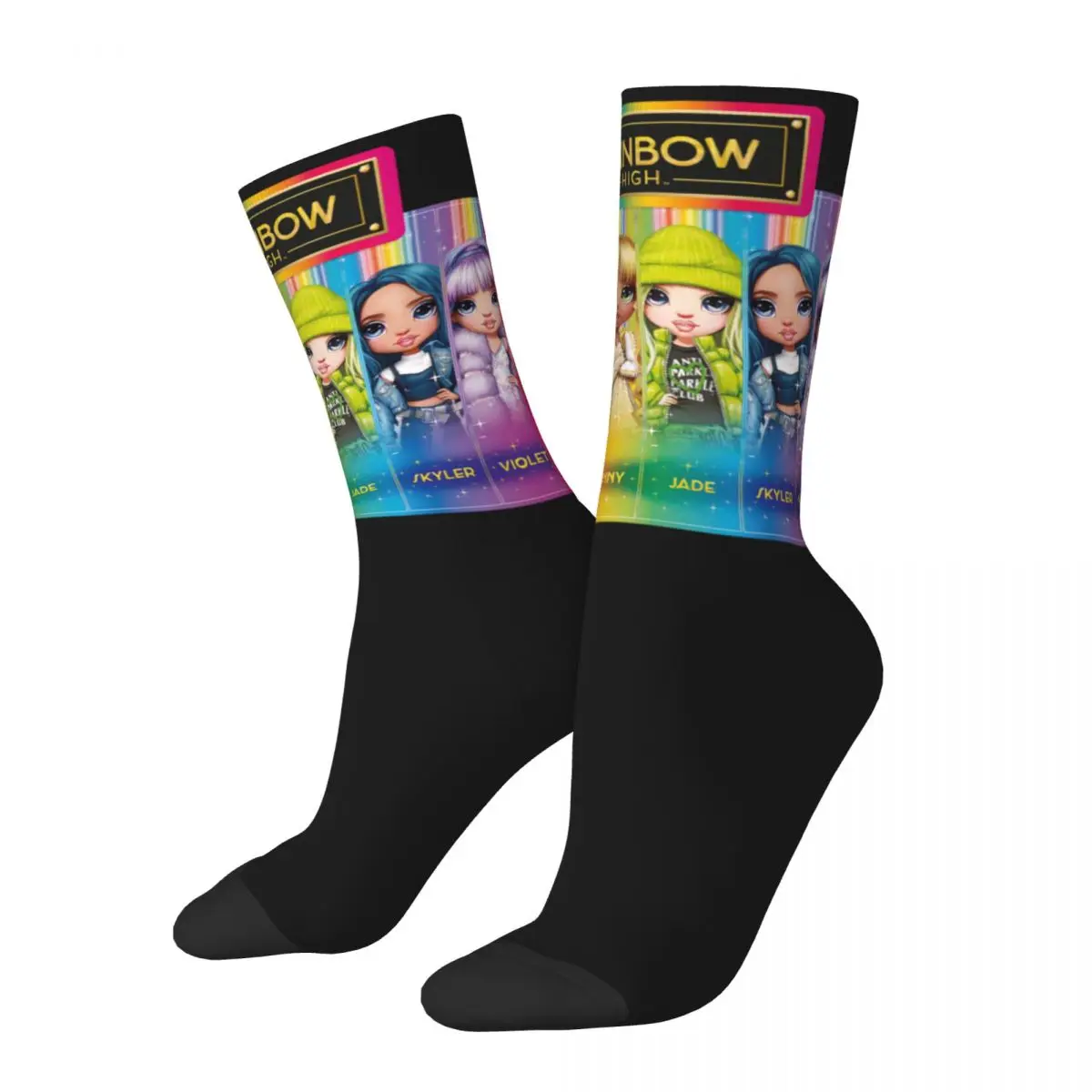 Men's Socks Rainbow High Girl Kawaii Dolls Stockings Autumn Elegant Medium Soft Socks Design Skateboard Anti Sweat Socks