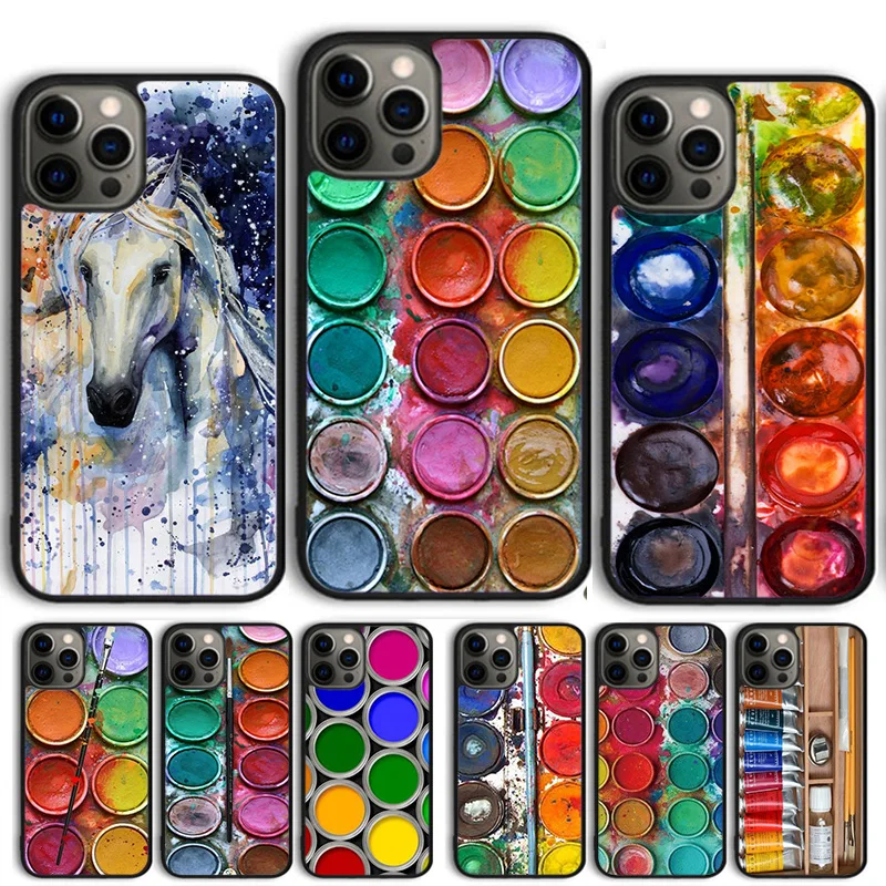 Colorful Rainbow Watercolor Phone Case Cover For iPhone 15 16 14 13 12 Pro Max mini 11 Pro Max XS XR Plus Coque Shell