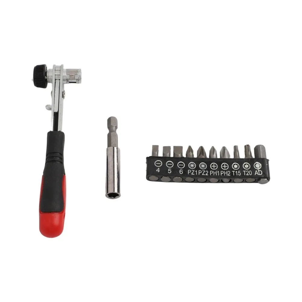 90 Degree Angle Ratchet Wrench Screwdriver Set With 10 Magnetic Bits For Repairs For Tight Spaces Spanner Set Combined Key ﻿