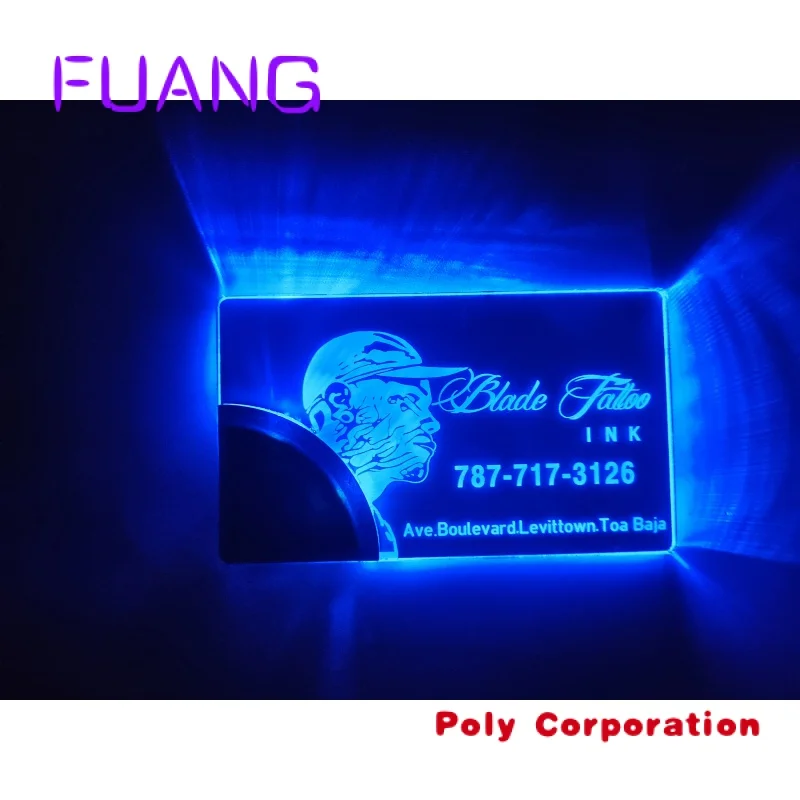 Custom Luxury laser engraving LED customized acrylic luminous visiting card metal blank NFC business card wedding card