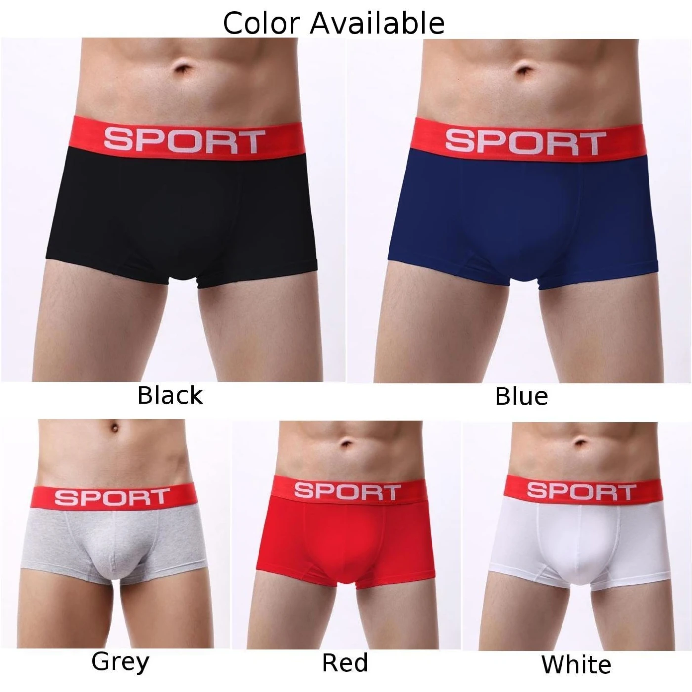 Men Cotton Underwear Solid Boxer Briefs Bulge Pouch Low Waist Panties Lingerie Soft Comfortable Breathable Homewear Swimwear