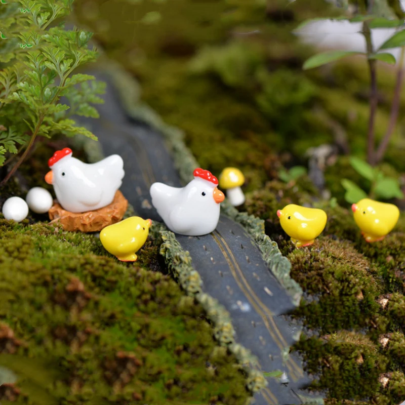12Pcs Mini Chick Egg Nest Figurine Miniatures DIY Micro Landscape Ornaments For Garden Decorations Household Resin Crafts