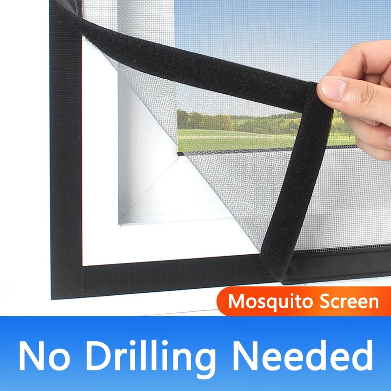 Gray Hook-and-Loop Screen – Durable, Reusable, Washable Mosquito and Bug Net, Suitable for Doors and Windows, Easy Installation