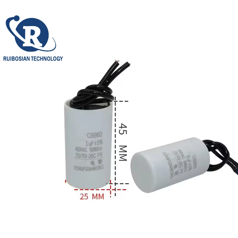 CBB60 operating capacitor For circulation pump oxygen machine hanging fireplace 1/1.2/1.5/2/2.5/3/4/5/6UF 450V capacitor