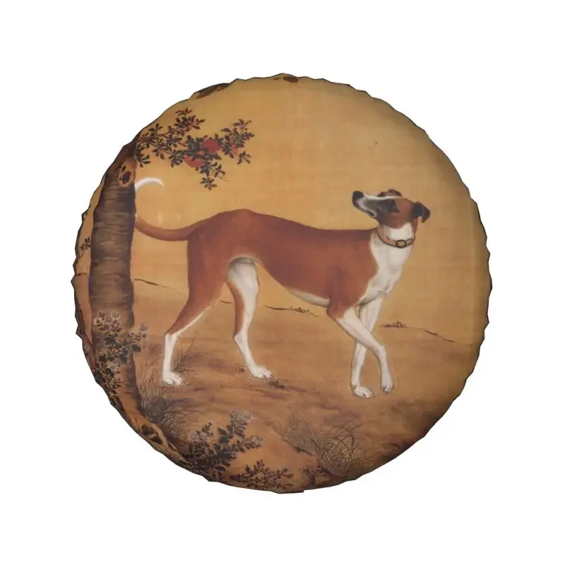 Greyhound Art Painting Spare Tire Cover for Honda CRV Whippet Sighthound Dog 4WD 4x4 RV Car Wheel Protector 14