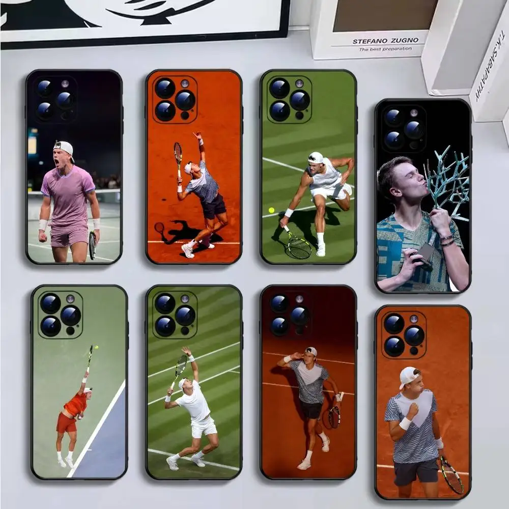 

tennis Holger Rune Phone Case For iPhone16,15,14,13,12,11 Plus,Pro Max,XS,X,XR,SE,Mini,8,7,Soft Black Cover