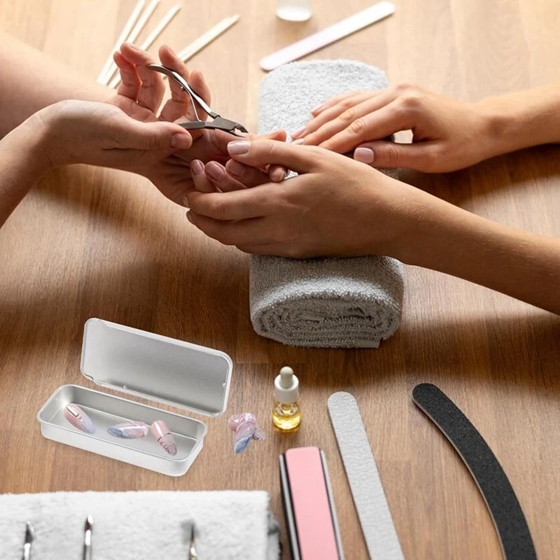 3 قطع من حاويات القصدير المعدنية العلوية، حاوية علب محمولة 3.14 × 1.33 × 0.47 بوصة، حاويات فارغة مستطيلة