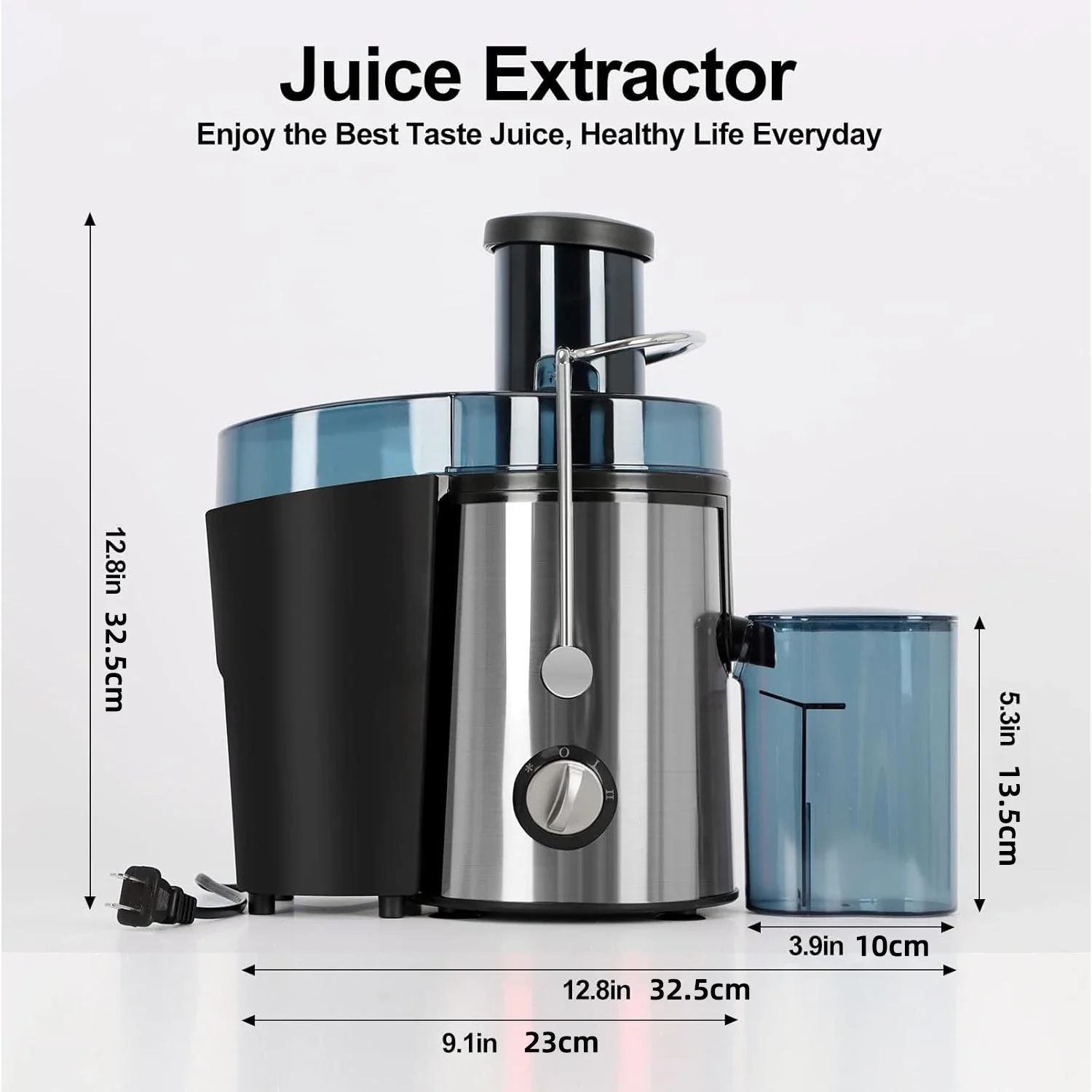 Stainless Steel Centrifugal Juicer Extractor with Wide Mouth 3 inch Feed Chute for Fruit Vegetable Easy to Clean