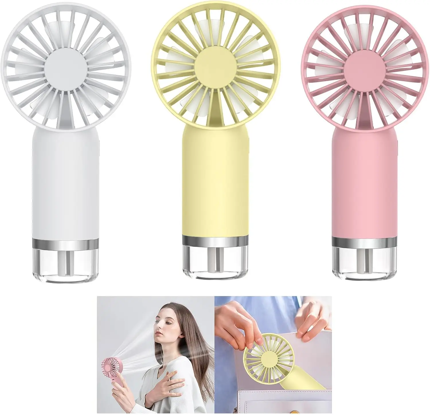 Ventilador de nebulização portátil-ventilador de água recarregável a pilhas de baixo ruído com ventilador de resfriamento de velocidade ajustável com spray de água mis