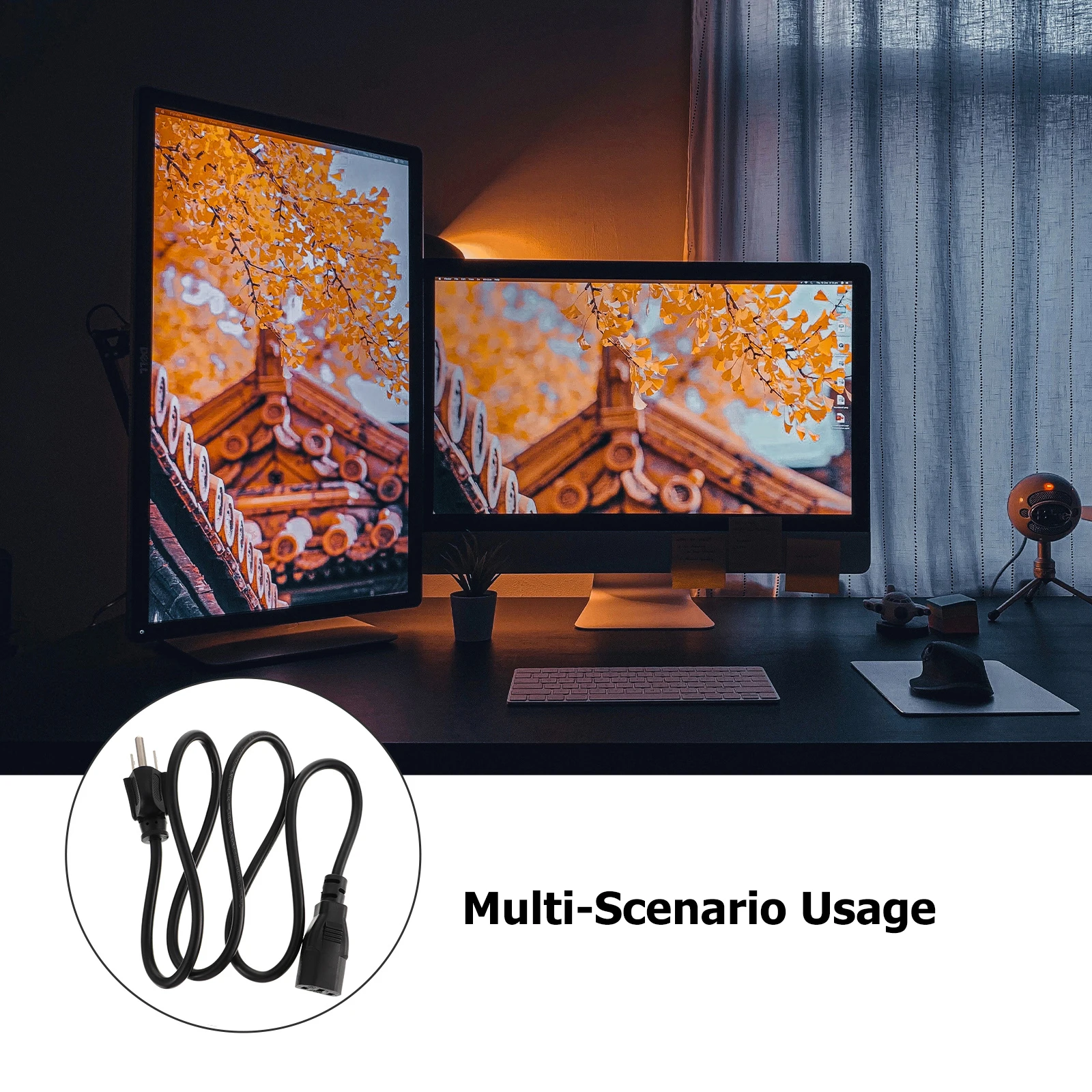 

1Pcs Us Plug Power Cord 3-Prong Electrical Appliance Extension Flame-Retardant Heat-Resistant Power Cable