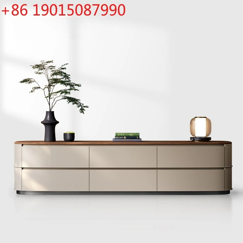

Light luxury TV cabinet, coffee table combination living room, high-end designer villa, large flat floor, solid wood