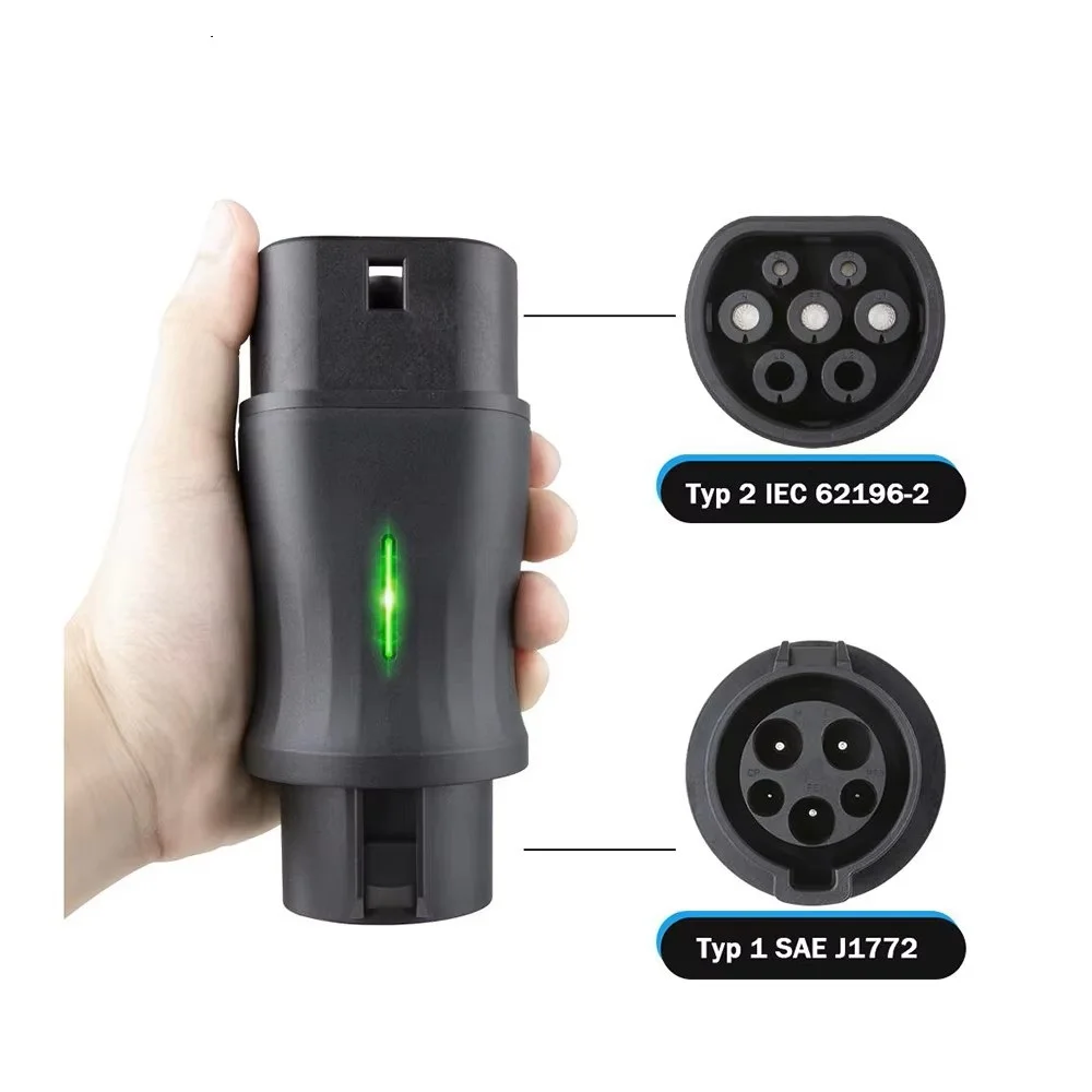 

EV Charger Adapter AC 16A/32A EV Charger Adapteradaptor for Type 2 to Type 1 Ev Charger Electric Car Charging Converter