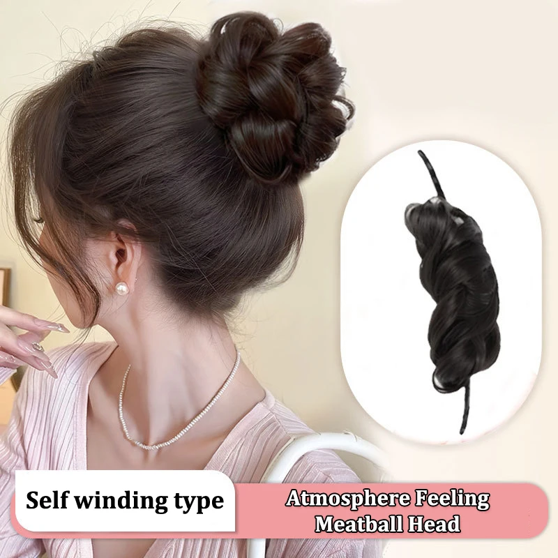 Натуральные волосы, улучшающий объем, повязка на голову с самозаводом, имитация тысячи золотых бутонов лотоса, искусственный аксессуар для укладки волос