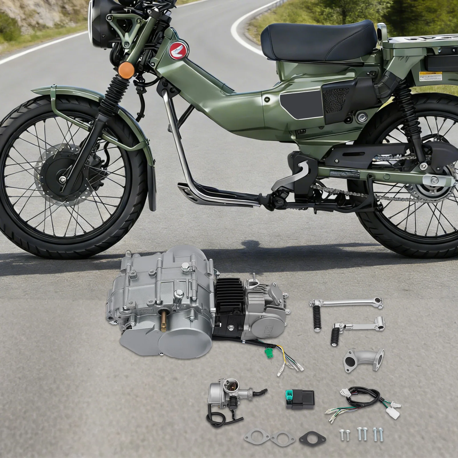 125CC Single Cylinder Air Cooling 4-stroke Engine, Durable Construction, CDI Ignition System, with Ergonomic Handles