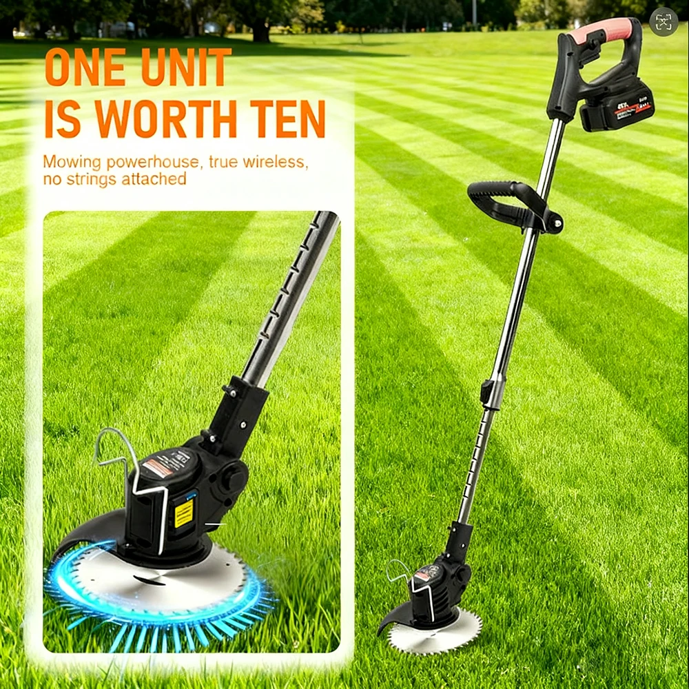 Electric Weed Trimmer Lawn Mower Multi-function Rechargeable Li-ion Battery Household Durable Home Garden Push Lawn Hoe Trimmer