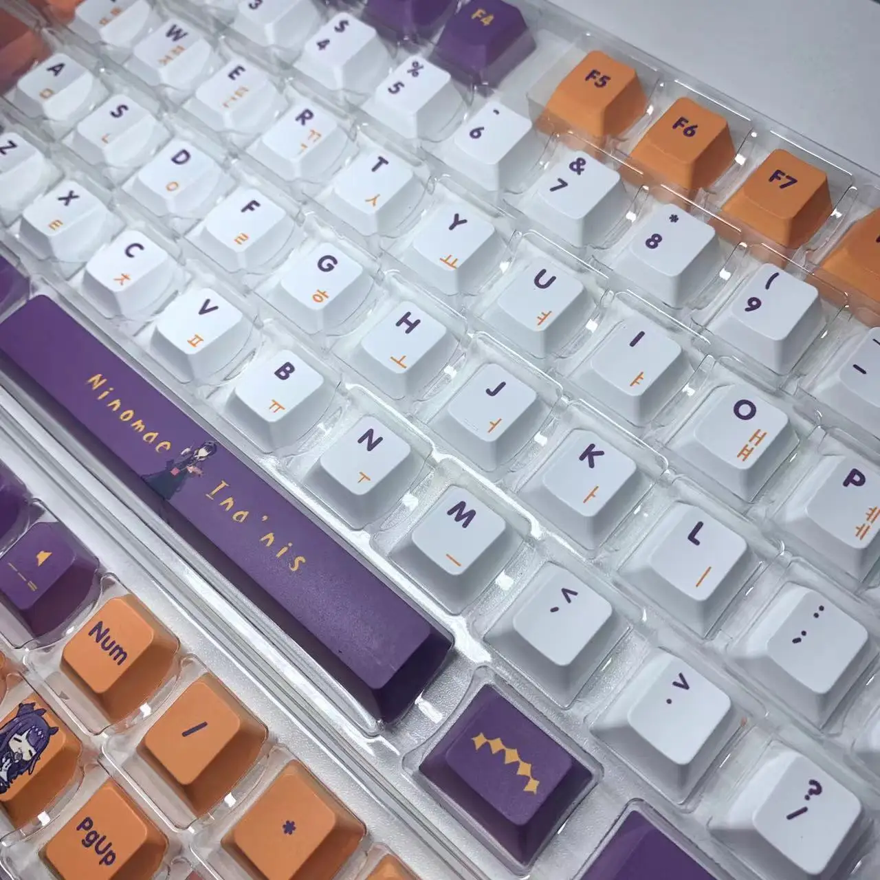 Korean Vtuber Hololive Keycaps 132 Keys Ninomea Ina\'nis Keycaps PBT DYE Sublimation Cherry MX Switch Keycap Mechanical Keyboard